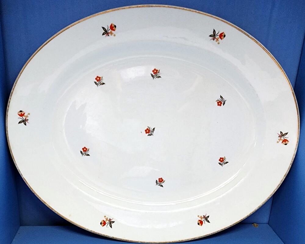 Cunningham & Pickett Cardinal Serving Platter 11.5" x 9" 22k Trim Nautilus USA